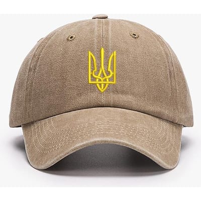 Borduurwerk Oekraïne Drietand Symbool Katoen Gewassen Mode Sport Baseballpet Verstelbaar Hip Hop Papa Hoed Vizier Bescherming Snapback adjustable 54-60cm gray