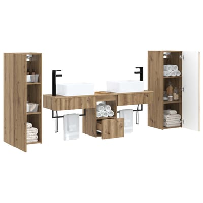 vidaXL - Badkamermeubel - Set - 5 - st - Artisanaal - eiken - 33 - x - 34,5 - x - 100 - cm
