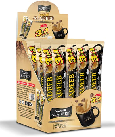 Aladeeb Premium - 3 in 1 Milky & Frothy Instant Coffee Voordeelverpakking - 24 x 18 gr