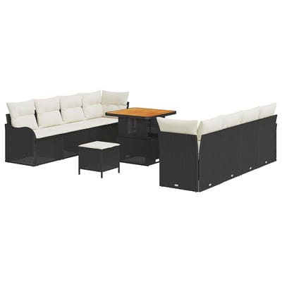 vidaXL Tuin Sofa Set 11 st 10-Aantal zitplaatsen Zwart en Crème