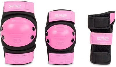 Beschermingsset Skateboard - Pads Set - Skateboarden - Drievoudige Bescherming - Maat L - Zwart/Roze