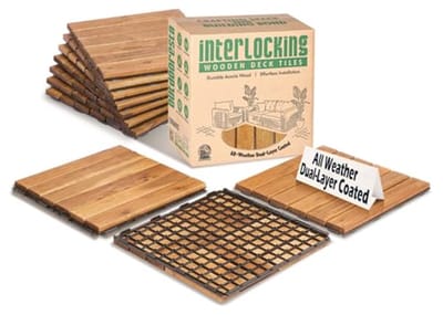 Terrastegels 10 stuks - 12 x 12 cm acaciahouten dektegels voor binnen en buiten - Weerbestendige balkondecoraties - Houten vloeren voor patio en appartement