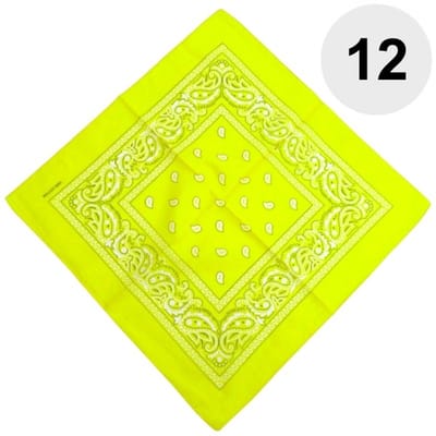 Fako Fashion - Bandana - Hoofddoek - Mondbescherming - Zakdoek - Paisley - Geel - 12 Stuks