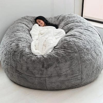 Zitzakhoes Rond - Bank Overtrek - Ontspannen Zitten - Machinewasbaar - 150x75 cm - Grijs