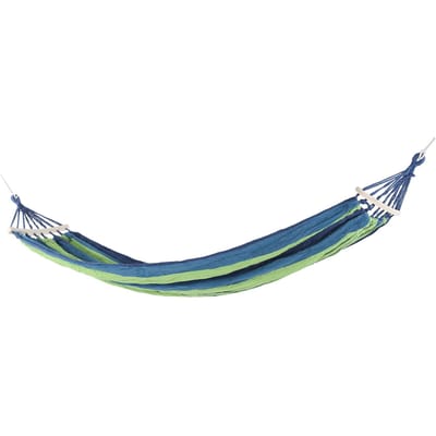 Lichtgewicht Camping Hangmat Draagbare Outdoor Reis Hangmat met Houten Spreidstok Blauw met Kleurstreep
