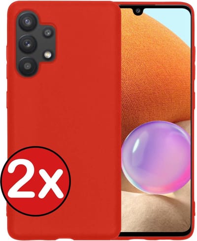 Hoesje - 2 Stuks - Geschikt voor Samsung Galaxy A32 4G - Sterk & Shockproof - Telefoonhoes - Back Cover - Case Siliconen - Telefoon Hoes - Rood