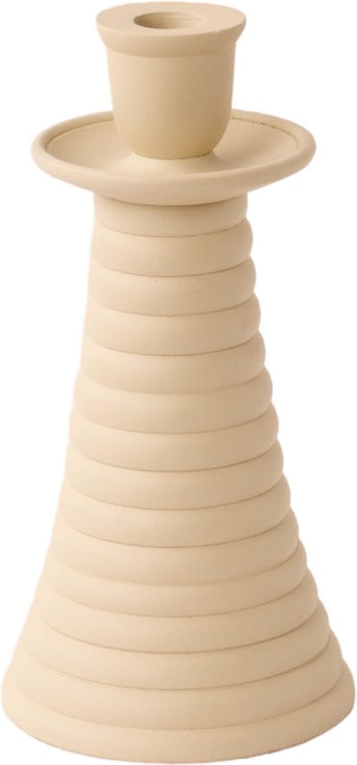 WinQ! - Kandelaar Aluminium Off White-d:8,5cm en hoogte 17cm-geruwde afwerking- geschikt voor dinerkaarsen