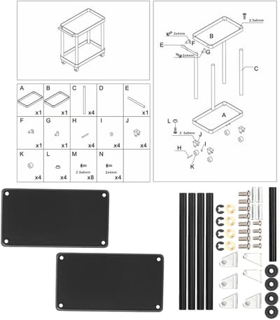 Dailygoods- Gereedschapswagen Mobiele Werkplaats - 2-laags Gereedschapsopslag - RC-accessoires - Metaal - Lengte 86 mm - Hoogte 83 mm - Gereedschapskoffer