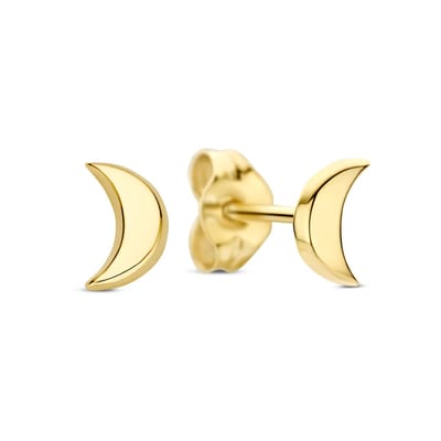 New Bling 9NBG-1054 – Gouden Oorbellen Dames – Oorknopjes Halve Maan – 14K Goud – 5 mm – Cadeau voor Vrouwen
