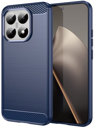 Geborsteld TPU Hoesje Geschikt voor Xiaomi 15T | Beschermhoes | Back Cover | Flexibel TPU | Stijlvol Carbon | Dun | Blauw