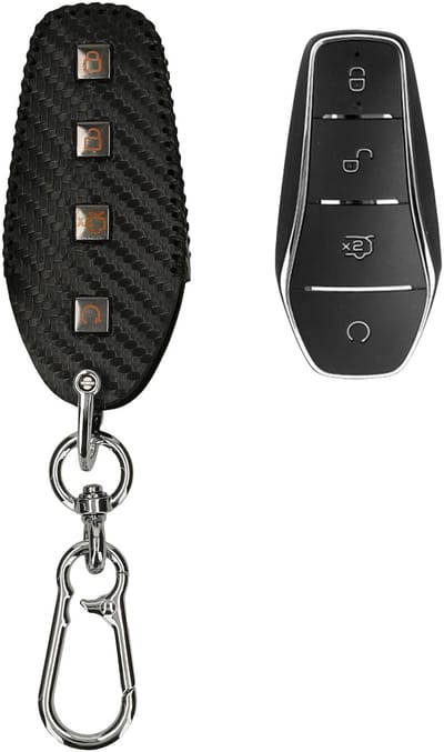 kwmobile Autosleutel Kunstlederen Hoes voor BYD Atto 3 / Sealion / Han / Tang / Dolphin / Seal Cover - Sleutelhoes met Sleutelring - design