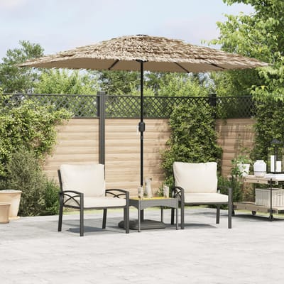 vidaXL - Parasol - met - stalen - paal - 300x200x250 - cm - bruin