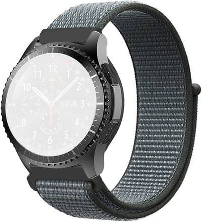Nylon bandje - geschikt voor Samsung Galaxy Watch 7 / Watch FE / Watch 6 / Watch 6 Classic / Watch 5 / Watch 5 Pro / Watch 4 / Watch 4 Classic / Watch 3 41 mm / Active / Active 2 / Watch 42 mm - donkergrijs