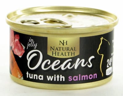 Natural Health Cat Oceans Tuna & Salmon Multipack 24 X 85 Gram + Gratis Schuurman Snack