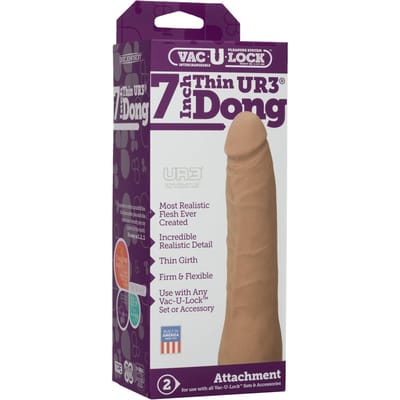 Vac-U-Lock - Dildo 7 Inch - Thin Dong - UR3 - Bruin