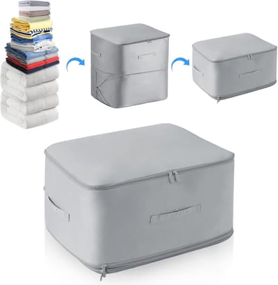 Famanu - Opvouwbare opbergtas voor dekbedden, 52 x 42 x 60 cm, ruimtebesparend, voor kleding, dekens, dekbedden, organizer