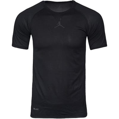 Jordan Sneldrogend Effen Kleur Logo Casual T-shirt met Korte Mouwen Heren Tops Zwart 866591-010 XS black