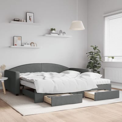 vidaXL - Slaapbank - onderschuifbed - en - lades - 100x200 - cm - stof - donkergrijs
