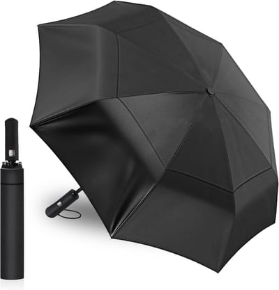 Stormbestendige 62 Inch Automatische Opvouwbare Paraplu met Dubbele Canopy, Winddichte Golfparaplu voor Mannen en Vrouwen, Ideaal voor Golf, Reizen en Dagelijks Gebruik