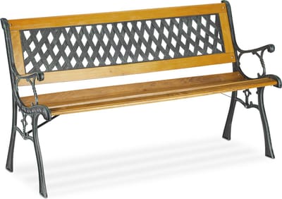 tuinbank - 2 personen - 125 cm breed - hout - gietijzer