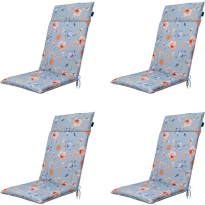 Madison - Tuinstoelkussen Hoge Rug Florina blue - Ca. 120x50 cm - Set van 4