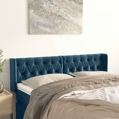 vidaXL - Hoofdbord - met - randen - 163x16x78/88 - cm - fluweel - donkerblauw