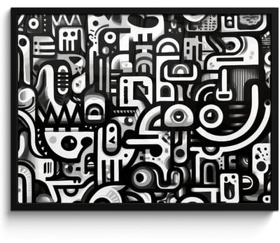 Poster in lijst - Fotolijst 80x60 cm - Posters - Symbolen - Abstract - Grafisch - Zwart - Posterlijst zwart - Decoratie - Wanddecoratie woonkamer - Muurdecoratie slaapkamer