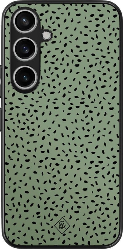 Casimoda® hoesje - Geschikt voor Samsung Galaxy A35 5G - Green Confetti - Zwart TPU Backcover - Geruit/gestreept/gestipt - Groen