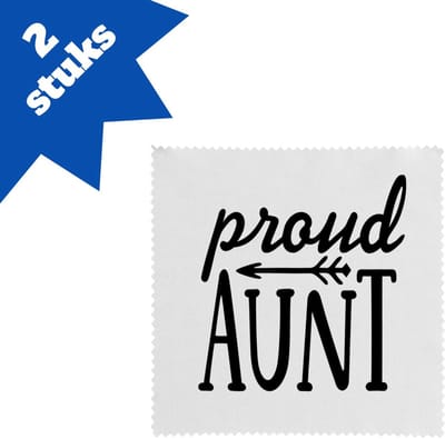Akyol - proud aunt brillendoekjes - Tante - tante - verjaardag tante - trots - cadeautje - kado - geschenk - 17,8 bij 17,8 cm - 2 stuks