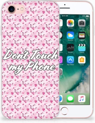 iPhone SE 2022 | SE 2020 | 8 | 7 Silicone-hoesje Flowers Pink DTMP