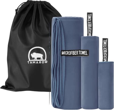 Tamarow Sneldrogende Microvezel Handdoek Set - Reishanddoek - Sporthanddoek - 3 stuks - Donker Blauw