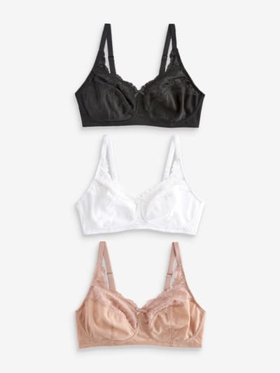 Next - Dames - Set van 3 Ultimate Comfort beha's met kant en hele cups - Zwart