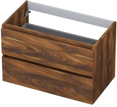 INK Wastafelonderkast - 80x45x52cm - 2 lades - greeploos - houten keerlijst - MFC Noten