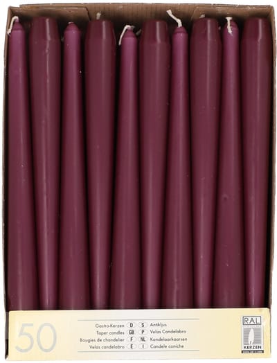 50 Kandelaarkaarsen Ø 2,2 cm · 25 cm grijs