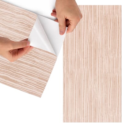 Tulup Meubelfolie - Houten lijnen Wrapfolie Keuken - 65x130 cm - Beige Meubelfolie - Decoratiefolie Zelfklevend - Minimalist Meubelfolie - Meubelfolie Zelfklevend - Badkamer decoratie - Texturen