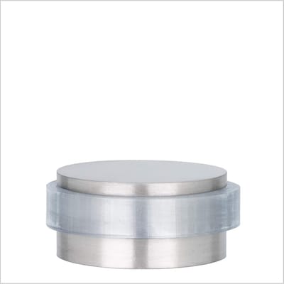 Zelfklevende Deurstopper - Vloerstopper Deur - Bescherming Muur - Mat Roestvrij Staal - Ø28x12 mm - Transparant Rubber