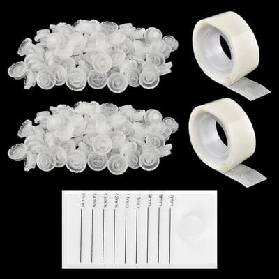 Dailygoods- Wimperverlengingsringbekers 200 stuks - Professionele Wimperwaaierbekers - Inclusief Lijmpunt en Lijmtafel - Hoogwaardig Kunststof - V-vormige Basis voor Naadloze Aanbrenging - Wimperlijmhouder