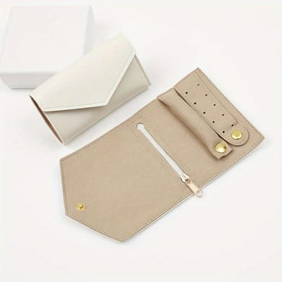 Portable Pour Voyage Boucles d'oreilles Bagues Colliers Broches Sac de Rangement Pliable Mini Étui à Bijoux Rangement Bijoux de Voyage 1pc blanc