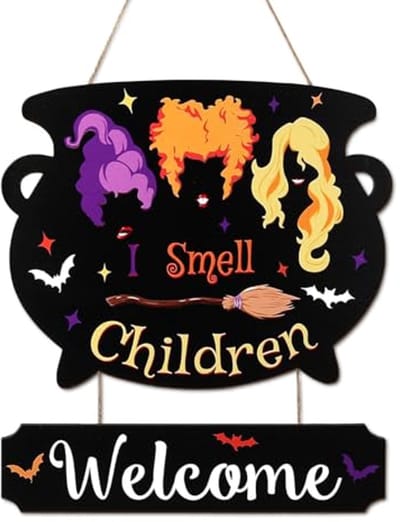 Halloween Houten Wanddecoratie - 2 Stuks Betoverde Welkomstborden voor Kamerdecoratie