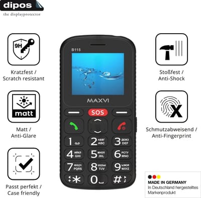 dipos – 2x Matte Pantserfolie geschikt voor Maxvi B115 | 9H Screenprotector