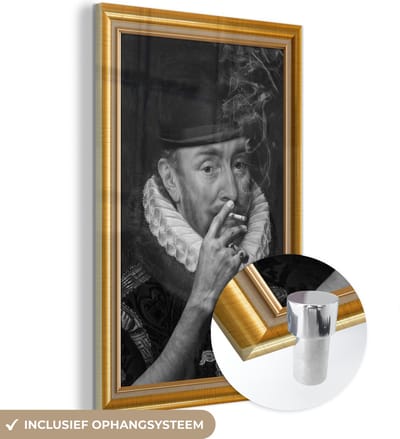 MuchoWow® Glasschilderij 40x60 cm - Schilderij acrylglas - Kunst - Oude meesters - Lijst - Goud - Foto op glas - Schilderijen