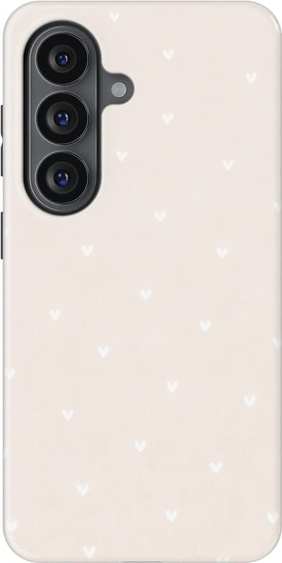 Tough Hoesje met Hartjes Samsung Galaxy S26 | Little Love Tough Case Geschikt voor Mag | Hartjes Print Backcover Samsung Galaxy S26 Ivory Hearts