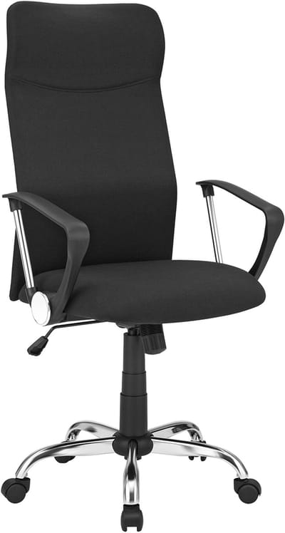 Bureaustoel ergonomische draaistoel met zacht kussen en stoffen zitting verstelbare kantelhoek maximale draagkracht 120 kg 63 x 63 x (110 - 120) cm zwart