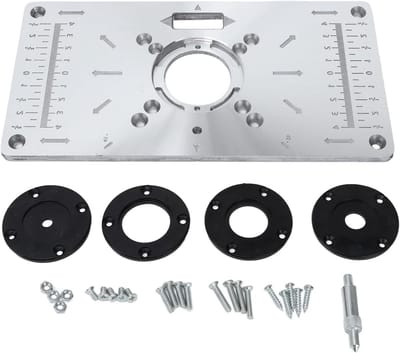 Freestafel Inzetplaat - Houtbewerkingsgereedschap Set - Precisie Houtbewerking - Geanodiseerd Aluminium Paneel - 240 x 245 mm - Goud