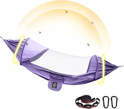 Campinghangmat Tent - Reis Hangmat - Buiten Ontspannen - Met Muggennet - 270 x 140 cm - Lavendel Violet