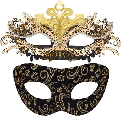 Elegante Venetiaanse Masker voor Feestjes en Halloween - Zwart en Goud, Perfect voor Stellen en Verkleedpartijen