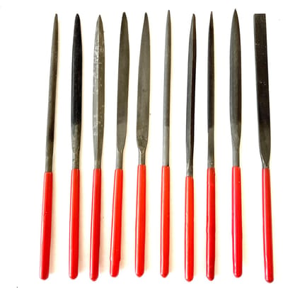 Naaldvijl set - 10 delige naaldvijl set - Vijl - Naaldvijl - Vijl set - Rood - 160x4mm