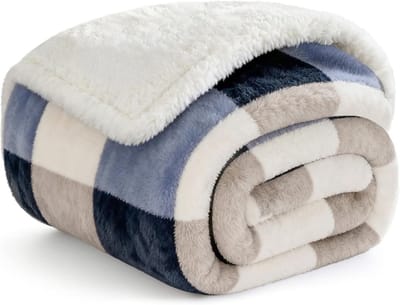Luxe Sherpa Plaid in Ruitpatroon - Warme en Gezellige Dubbelzijdige Fleece Deken voor Bank en Bed