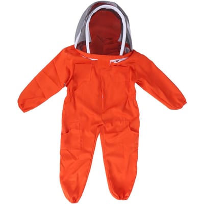 Combinaison d'apiculture une pièce avec capuche en voile Vêtements de protection d'apiculture pour enfants(Orange L) L orange