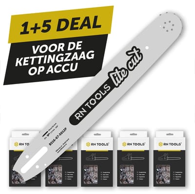 RNtools Kettingzaagblad 40 cm .325 1.3 mm LiteCut + 5x zaagketting - o.a. Stihl MS261, MS271 en MS291